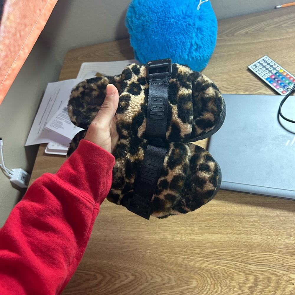 Leopard Platform Ugg Slides